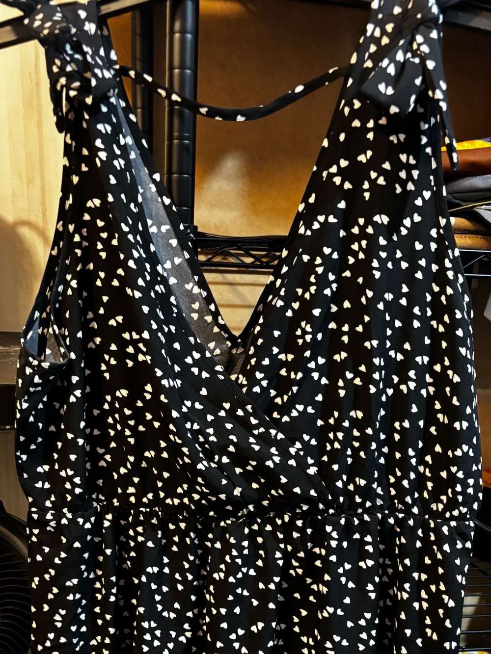 SHEIN Black Dress with White Heart Print